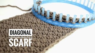 How to Loom Knit a Diagonal Infinity Scarf DIY Tutorial [upl. by Naruq59]