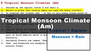 Koppen Scheme  Tropical Monsoon Climate Am  UPSC IAS Geography [upl. by Harifaz]