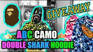 Bape ABC Camo DOUBLE Shark Hoodie Review  Another GIVEAWAY [upl. by Acirre]