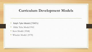 Curriculum Development Models [upl. by Ahsinotna]