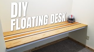 DIY Floating Desk with AWESOME Computer Cable Management  How to  Home Office Makeover Part 1 [upl. by Luca]