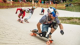 HeadtoHead Skateboard Race on a Pump Track [upl. by Avlasor]