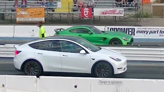 2021 Tesla Model Y Performance vs 2018 Mercedes AMG GT R [upl. by Kerred]