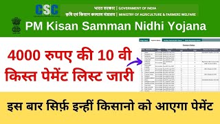 PM Kisan Samman Nidhi Yojana 4000 ki 10th Kist Payment Status  किसानो को 4 हजार की 10 वी किस्त [upl. by Hannavahs]