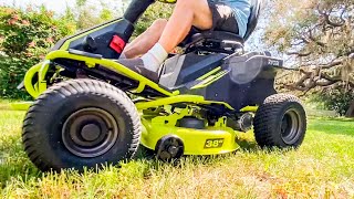 RYOBI Electric Riding Mower Comprehensive Overview and Demo Cut [upl. by Dyann263]