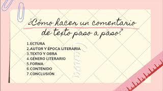 COMENTARIO TEXTUAL PASO A PASO [upl. by Krock]