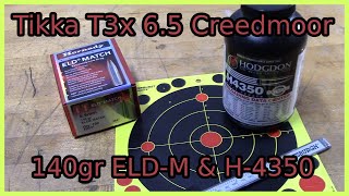 Tikka T3x CTR 20quot  65 Creedmoor  140gr ELDM  H4350  Load Development [upl. by Lein]