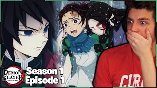 MY FIRST REACTION TO DEMON SLAYER  Demon Slayer Episode 1 Reaction Cruelty [upl. by Aleedis512]