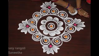 New Year 2021 kolam designs  Easy n Simple rangoli by Suneetha  Sankranthi amp Pongal muggulu [upl. by Anoynek247]