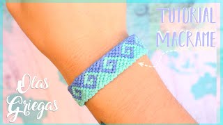 TUTORIAL pulsera OLAS GRIEGAS con hilo encerado 🌬MACRAME [upl. by Lirrehs392]