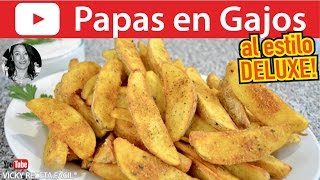 PAPAS EN GAJOS  PATATAS DELUXE  Vicky Receta Facil [upl. by Nynahs]