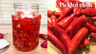 EASY QUICK PICKLED CHILLIES  Homemade Pickled Chilli Recipe [upl. by Anitrak]