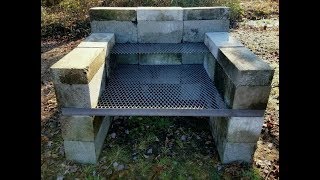 DIY  How To Build a Homemade BBQ Pit  Backyard Concrete Block Grill  Easy [upl. by Arbrab586]