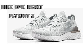 Nike Epic React Flyknit 2  Pure PlatinumWolf Grey  ReviewOnFoot [upl. by Aronoh]