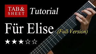 Für Elise Full Version  Guitar Lesson  TAB [upl. by Aisatsanna851]