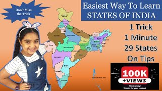 How To Learn States of India with Trick  Remember All The 29 States of India in easiest way gk [upl. by Eppilihp]