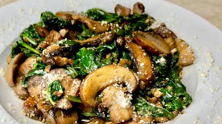 Garlic Mushroom amp Spinach  Quick Recipe [upl. by Neelasor]