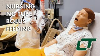 Nursing NG Tube Bolus Feeding Demonstration [upl. by Marijane]